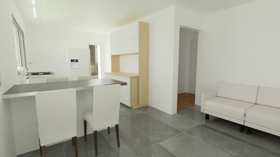 Casa Andiroba: Balcão de refeições e passagem para os quartos