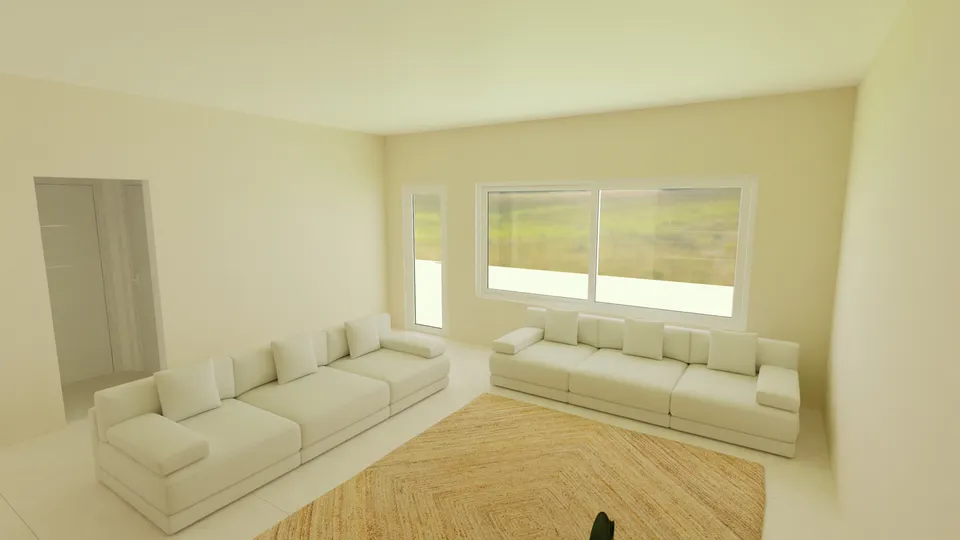 Casa Araucária: Sala de estar ampla com janela de correr