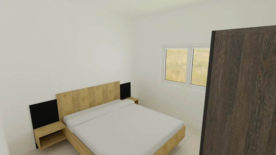 Casa Araucária: Quarto com cama de casal e janela