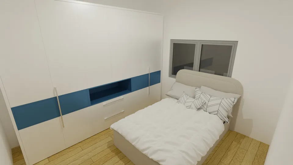 Casa Babaçu: Quarto com cama de casal e guarda-roupa