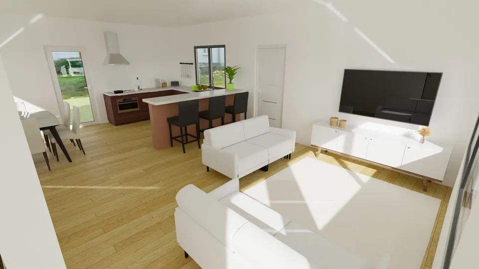 Casa Cabreúva: Sala integrada à cozinha