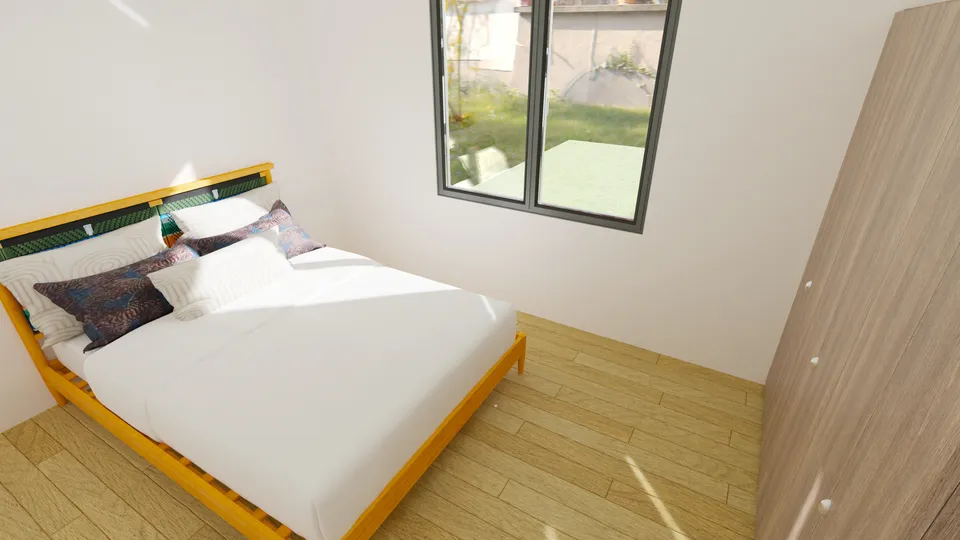 Casa Cajueiro: Quarto com cama de casal e janela