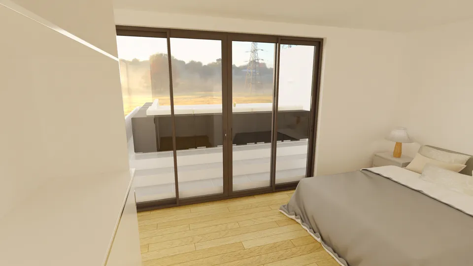 Casa Cambuci: Quarto com porta de vidro de correr