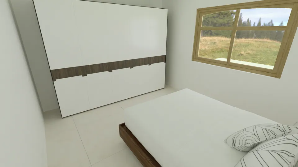 Casa Canela: Quarto com guarda-roupa e janela ampla