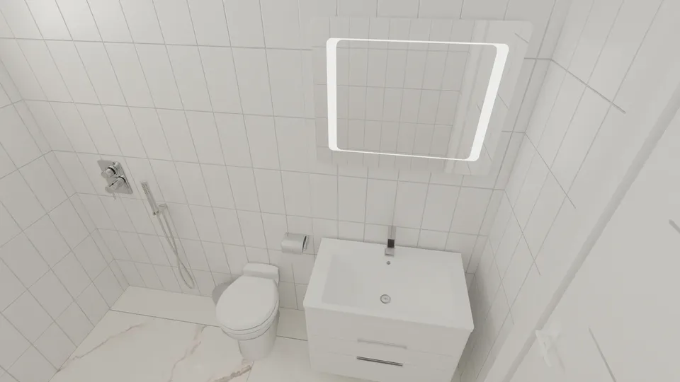 Casa Canela: Banheiro com bancada e espelho iluminado
