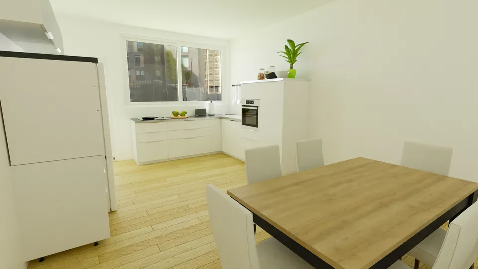 Casa Carnaúba: Cozinha com mesa de jantar para seis lugares