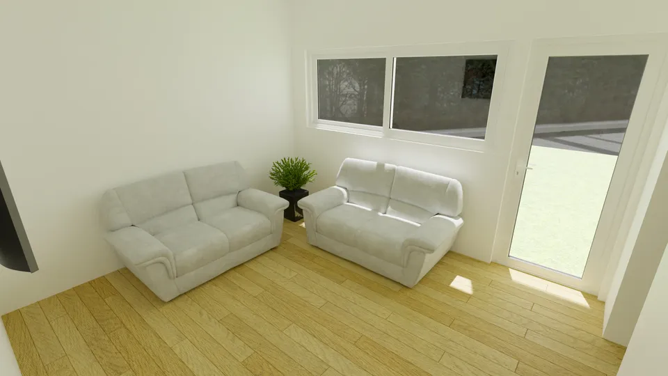 Casa Carnaúba: Sala de estar com sofás e porta para a área externa