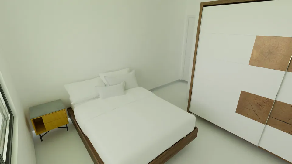 Casa Carnaúba: Quarto com guarda-roupa de portas de correr