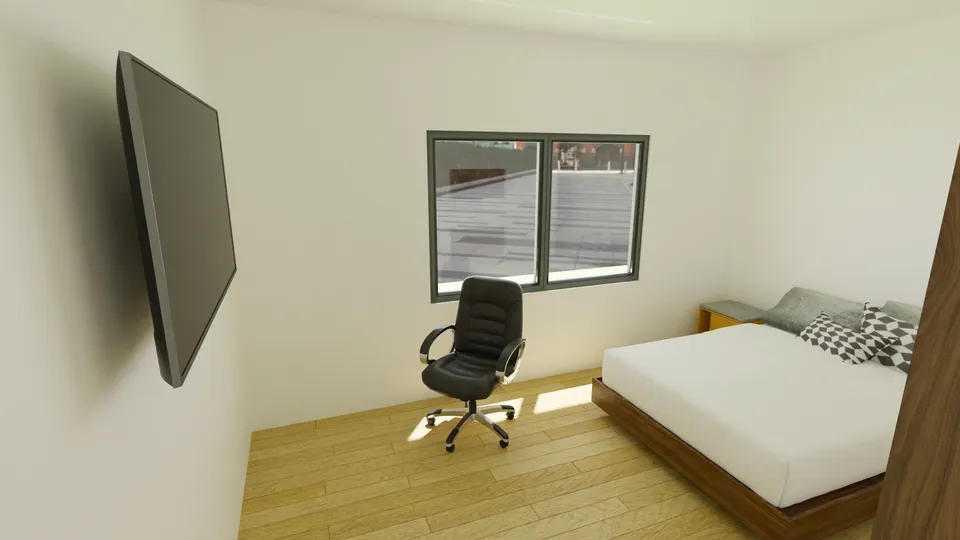 Casa Carnaúba: Quarto com escrivaninha e TV