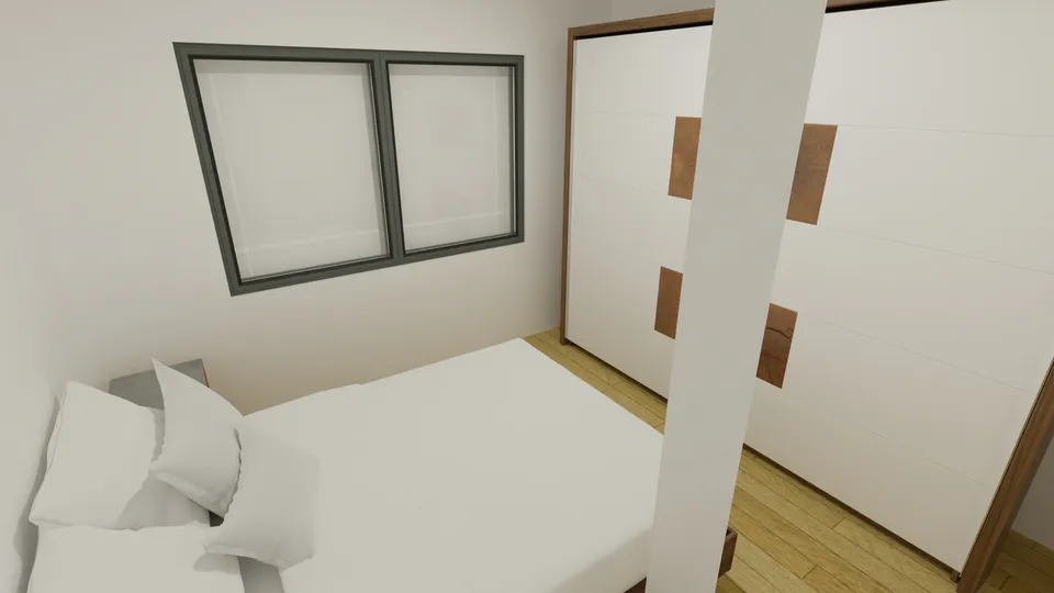 Casa Carnaúba: Quarto com janela ampla e guarda-roupa