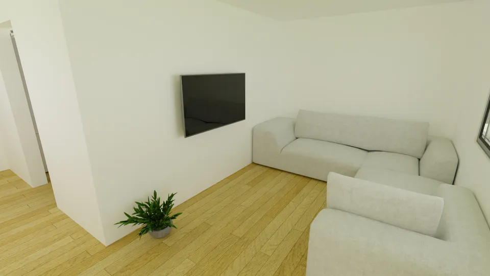 Casa Caviúna: Sala de estar com sofá de canto e TV