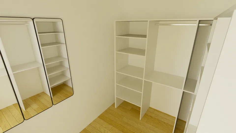 Casa Cedro: Closet com prateleiras e cabideiros
