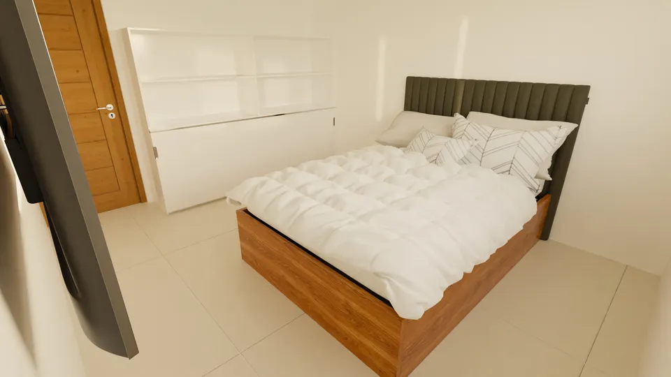 Casa Copaíba: Quarto com cama de casal e guarda-roupa