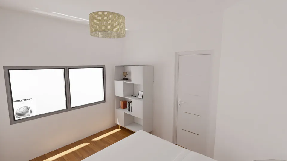 Casa Grumixama: Suíte com janela ampla e estante
