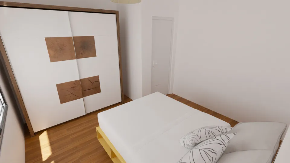 Casa Grumixama: Quarto com guarda-roupa de portas de correr