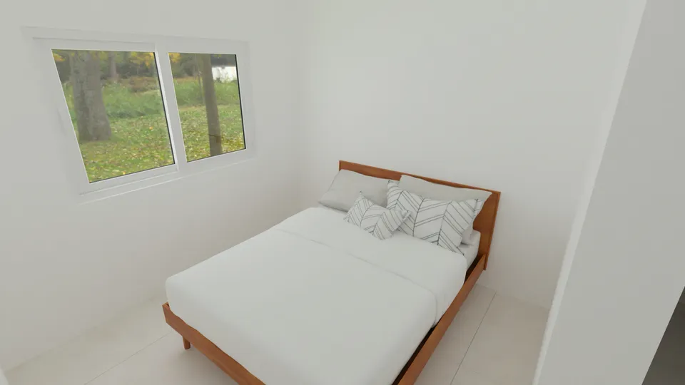 Casa Jacarandá: Suíte com janela voltada para o jardim