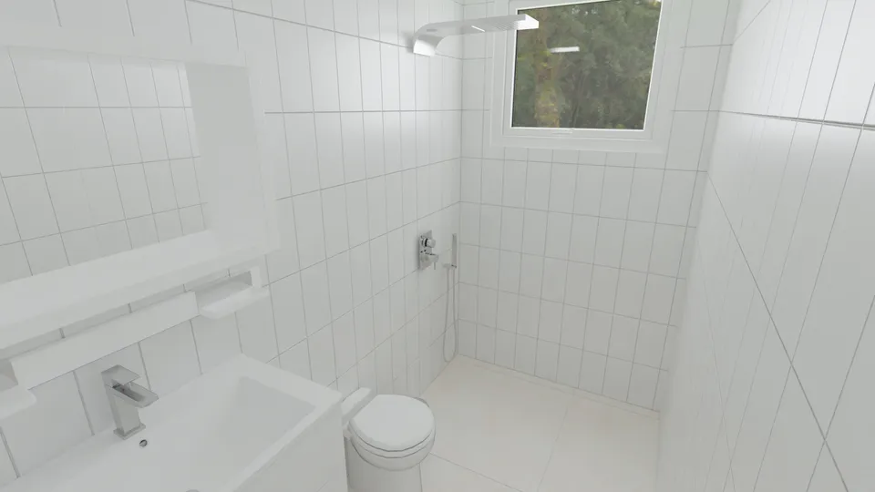 Casa Jacarandá: Banheiro da suíte com janela