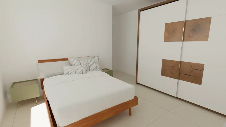 Casa Jatobá: Suíte com guarda-roupa de portas de correr