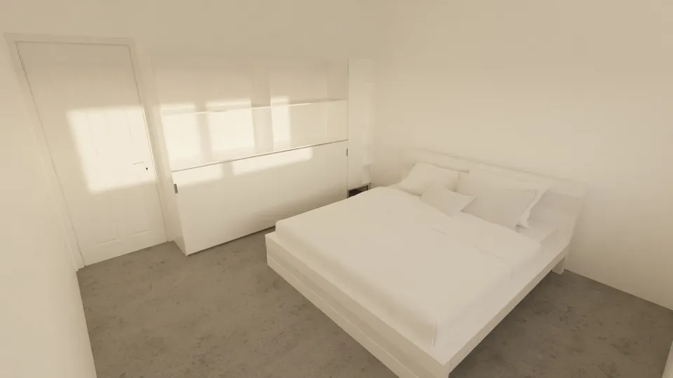 Casa Jenipapo: Quarto com cama de casal e guarda-roupa