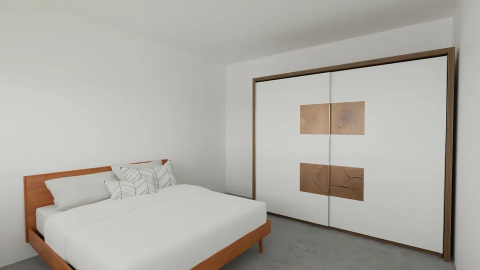Casa Juazeiro: Quarto com guarda-roupa de portas de correr