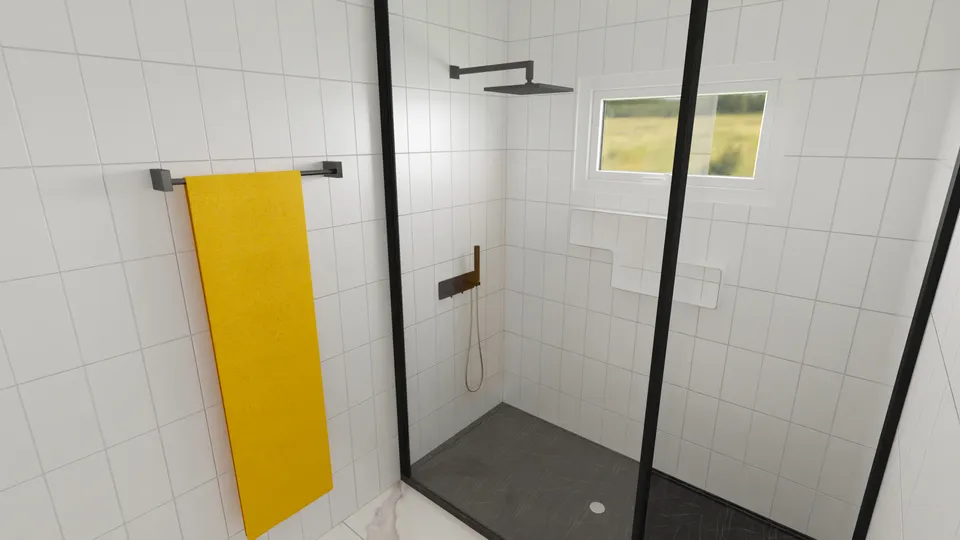 Casa Juazeiro: Banheiro com box de vidro