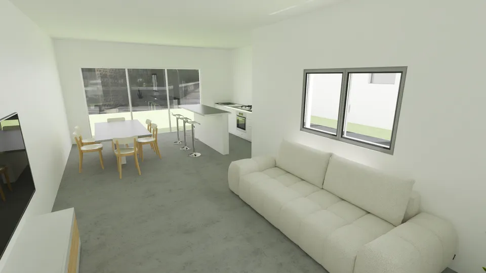 Casa Massaranduba: Sala de TV integrada à cozinha