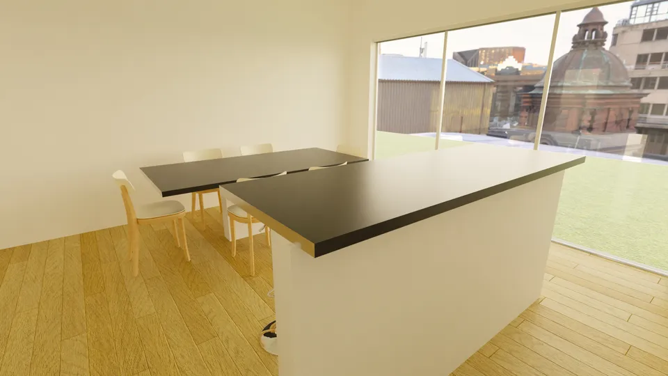 Casa Massaranduba: Cozinha com ilha e janelas amplas