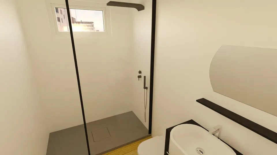 Casa Massaranduba: Banheiro da suíte com box de vidro