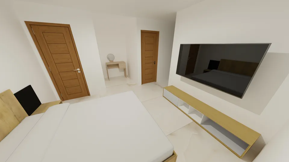 Casa Mogno: Suíte com painel de TV