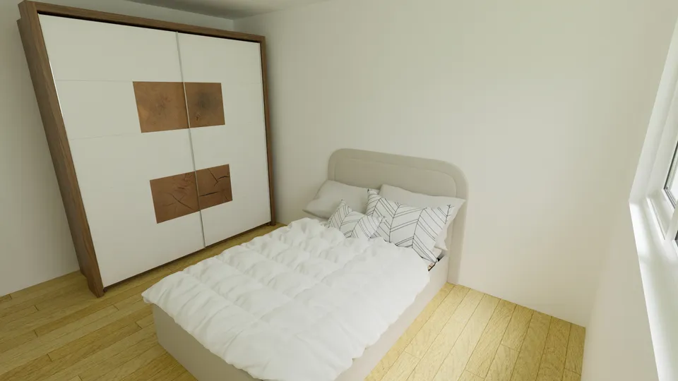 Casa Pequizeiro: Quarto com guarda-roupa de portas de correr