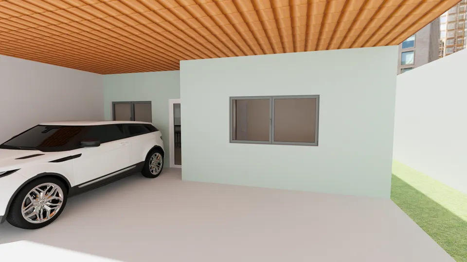 Casa Peroba: Garagem coberta na frente da casa