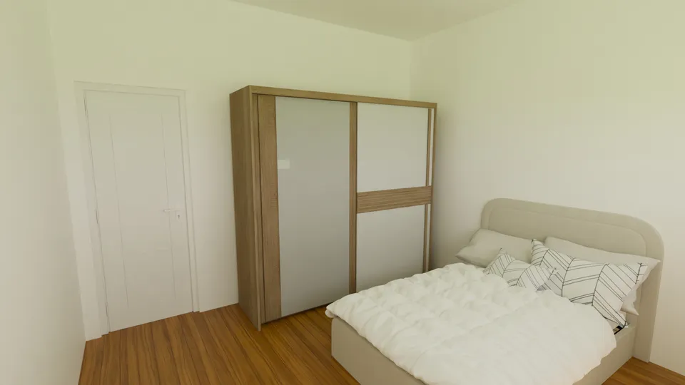 Casa Quaresmeira: Quarto com guarda-roupa de portas de correr